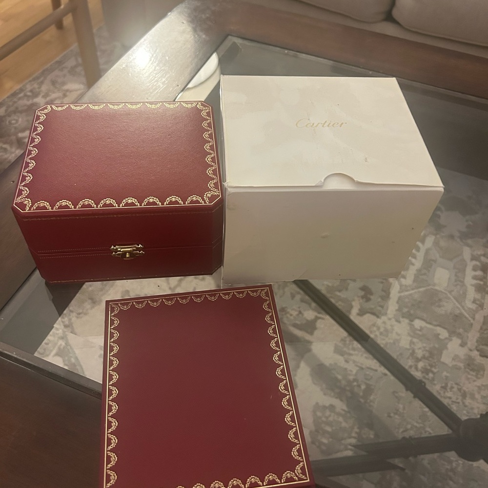 Cartier Red Watch box with Elegant Gold Trim